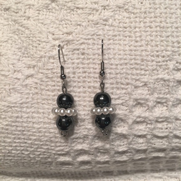 Black Hematite Gemstone Beaded Earrings - Picture 5 of 6